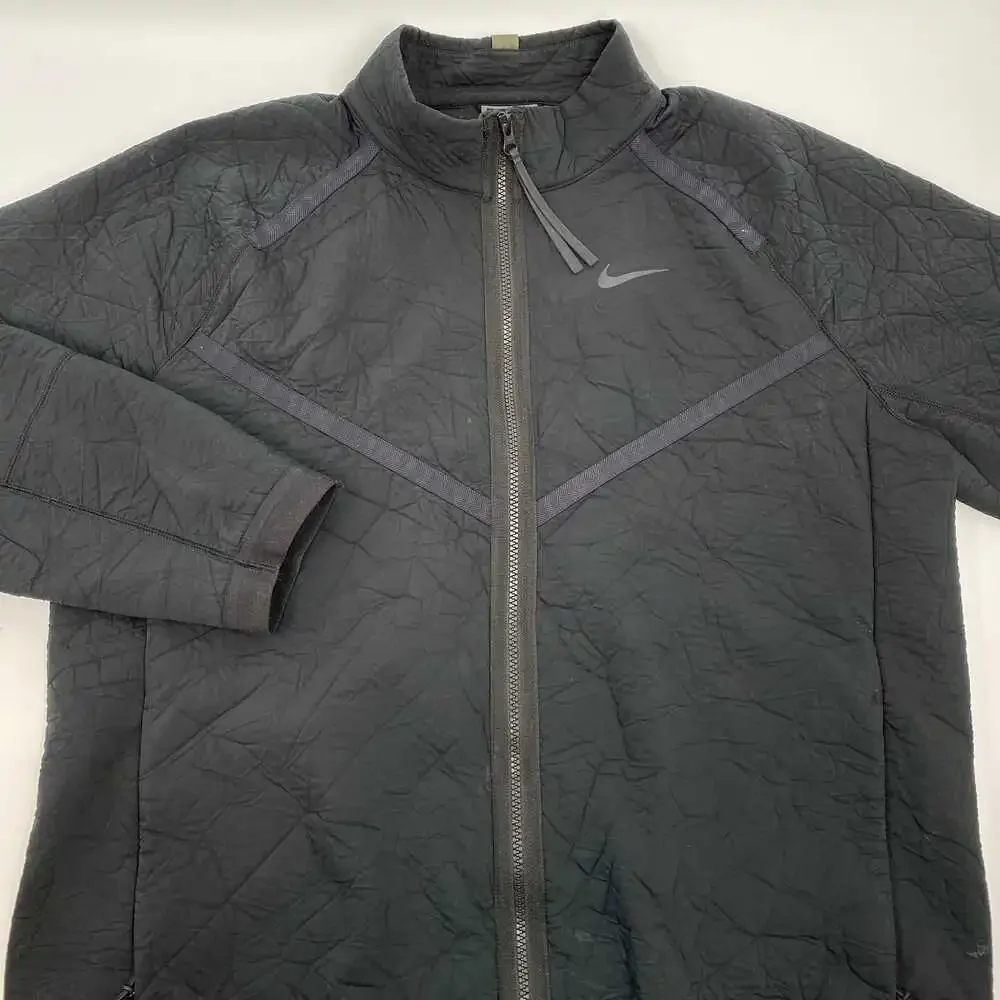 Nike Black Zip-Up Athletic Jacket | Regular L Lightweight Polyester